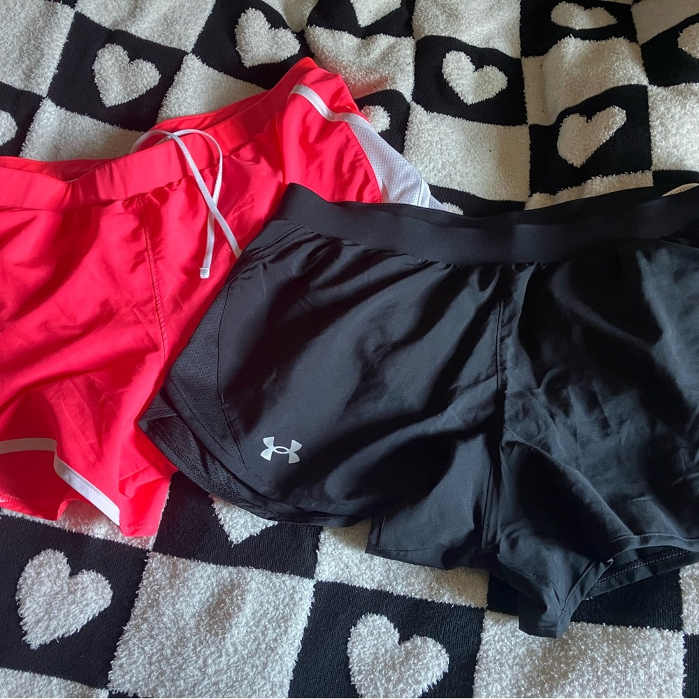 SOLD!Under Armour Women's Black and Pink Athletic Shorts